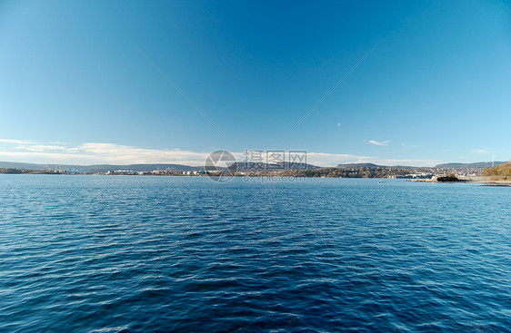 奥斯陆湾峡湾鱼眼波浪地平线天空蓝色图片