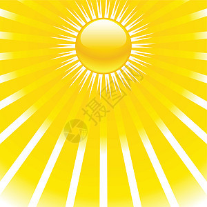 夏季黄色太阳照耀背景矢量背景图片