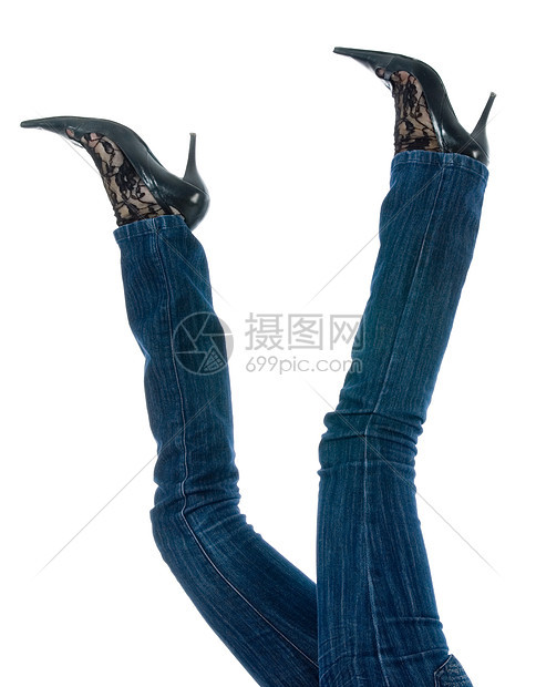 女性双腿女士踝骨牛仔裤手指身体脚跟长筒靴女孩图片
