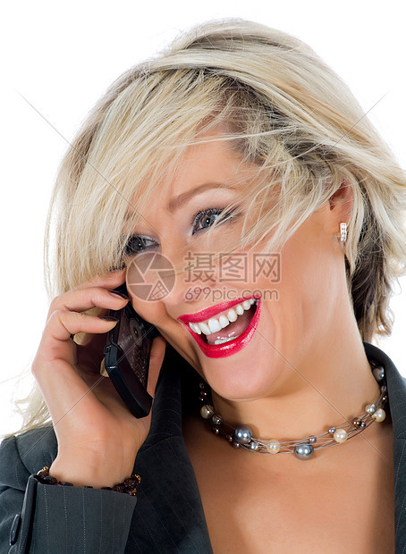 商业妇女打来电话女士成人金发商务女性销售量人士工人幸福职业图片