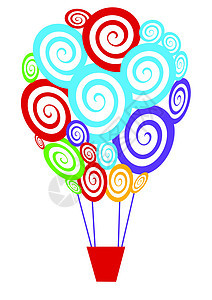 热空气气球飞艇插图彩虹空气运输漩涡状条纹自由篮子飞行图片
