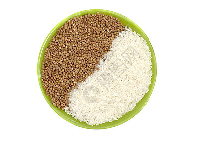 大米和小麦碎粒棕色玉米核心盘子白色食物谷物饮食粮食图片