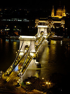 Szechenyyi连锁桥 布达佩斯 晚上旅游联盟首都访问城市地标交通图片