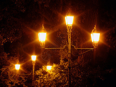 在公园的夜晚黑暗路灯阴影图片