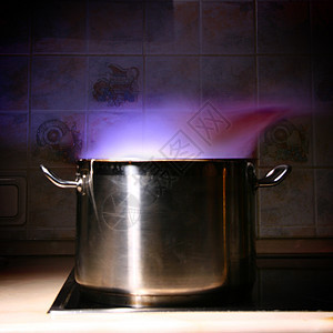 魔术锅炊具烹饪蒸汽白色房子平底锅压力压力锅魔法厨房图片