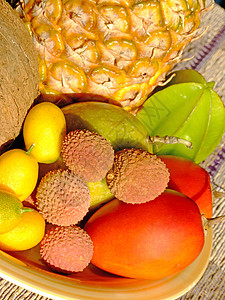 异外水果椰子热带菠萝作品维生素荔枝食物静物图片