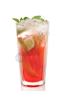 鸡尾酒  冰茶玻璃液体魅力混合白色橙子酒精薄荷红色饮料图片
