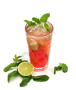 鸡尾酒  冰茶魅力液体汽水橙子混合绿色饮料白色酒精玻璃图片