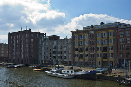 阿姆斯特丹特丹帆船港口建筑物房子建筑驳船三桅运河城市图片