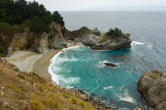 大南爬坡顶峰麦威海拔波浪海洋海岸悬崖公园瀑布图片