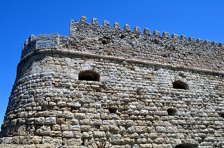 强化 希腊克里特的威尼斯城堡Koules历史性堡垒地标石头古董历史防御图片