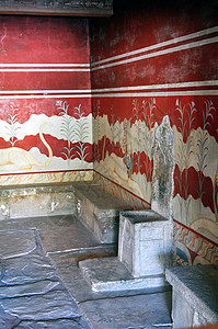 Knossos Crete的考古遗址考古学文明游客寺庙壁画建筑学古董废墟神话历史图片