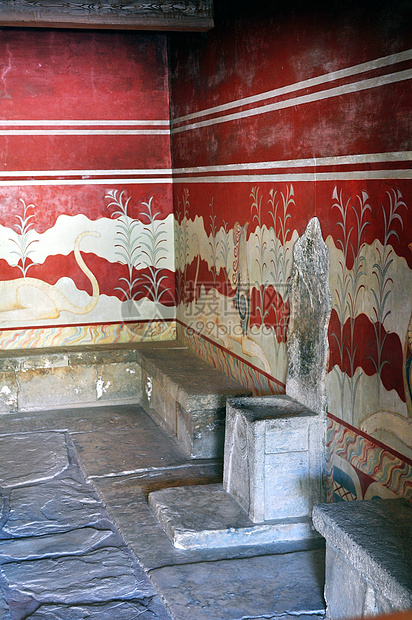 Knossos Crete的考古遗址考古学文明游客寺庙壁画建筑学古董废墟神话历史图片