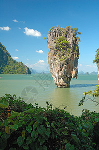 詹姆斯邦德岛热带海洋海景蓝色水晶纽带岩石天堂假期边缘图片