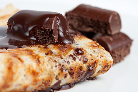 煎饼加巧克力糖浆图片