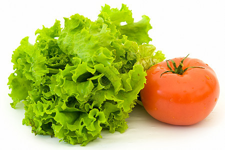 生菜和红番茄红色蔬菜活力绿色叶子沙拉小吃食物季节茶点图片