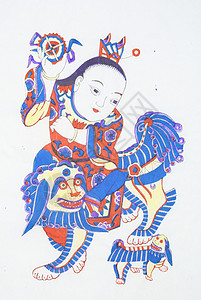 中华传统艺术木林区新年照片孩子年画木版图片