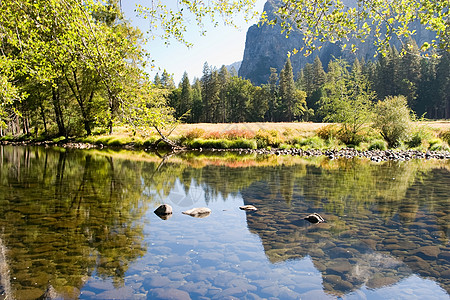 Yosemite 山谷视图倾斜峡谷岩石公园国家高山环境旅行瀑布荒野图片