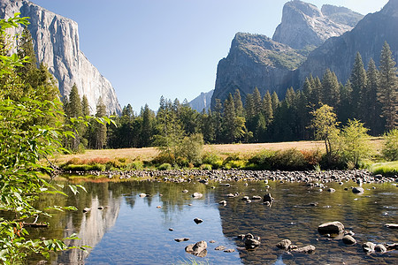 Yosemite 山谷视图全景环境天空国家岩石公园树木旅行旅游高山图片