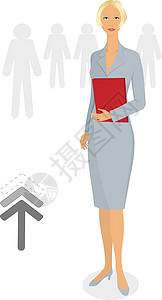 商业妇女文件夹头发女孩女士艺术套装人士红色灰色商务图片