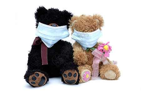 戴面具的泰迪熊病人娃娃毛皮外科流感游戏寒意治疗小熊药品图片