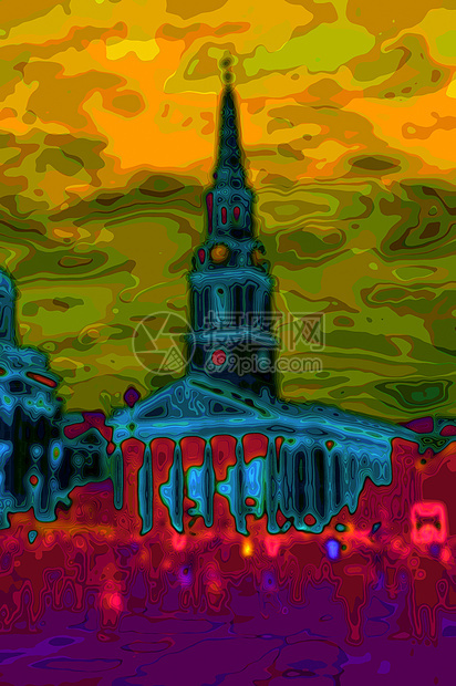 英语教区教会信仰广场蓝色宗教崇拜旅游黄色建筑学图片