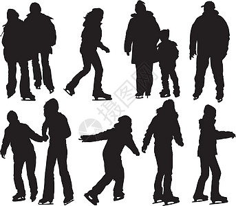 冰上滑雪插图男人娱乐运动青少年夹子白色夫妻活动黑色图片