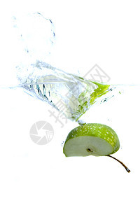 绿苹果健康饮食食物漩涡喷涂涟漪横截面生活方式气泡碰撞水果图片