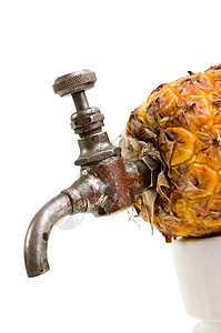 带水龙头的阿纳纳斯早餐能量瓶子菠萝液体来源果汁力量焦点橙子图片