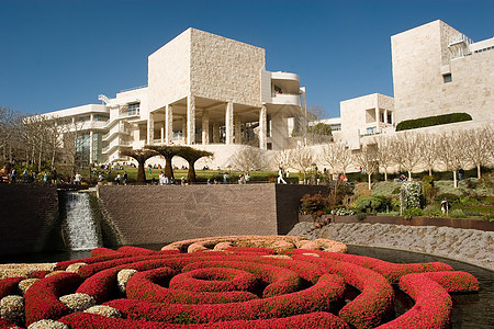 盖蒂中心建筑几何学博物馆旅行城市正方形游客建筑学曲线入口图片