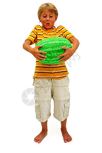 西瓜衣服青少年早餐男性水果白色孩子金发运动游戏图片