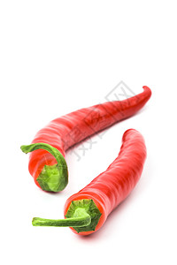 两只红辣椒食物活力宏观蔬菜辣椒绿色水果白色香料红色图片