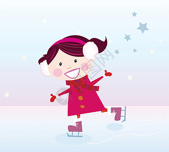 溜冰女孩快乐女性学校数字卡通片插图舞蹈娱乐滑冰孩子图片