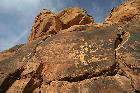 犹他南部的Petroglyphs历史文明评书文化原住民雕刻品涂鸦图片