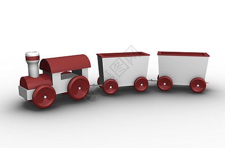 玩具火车红色冒险教育车辆车皮旅行引擎机车货运白色背景
