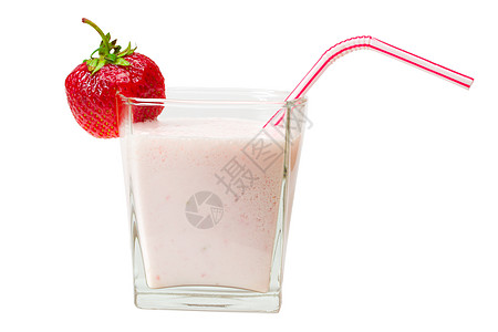 新鲜草莓奶昔酒吧白色奶油粉色红色庆典玻璃液体美食冰淇淋图片
