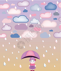 雨伞下可爱的女孩图片