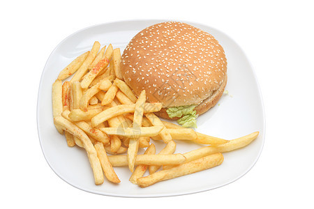 汉堡和薯条芝士饮食营养油炸食物脂肪小吃垃圾菜单芝麻图片