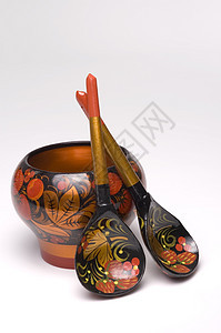 科赫洛马勺子用具艺术文化装饰木头菜肴工艺盘子手工业图片