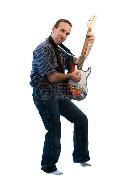 玩吉他游戏吉他手岩石明星玩家音乐男性独奏白色牛仔裤摇滚图片