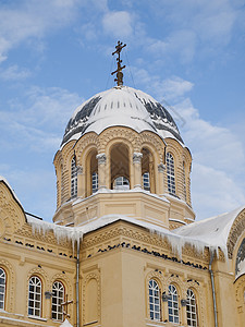 皮亚利尼科拉耶夫人修道院男人崇拜建筑教会图标圆顶钟楼信仰教堂和尚图片