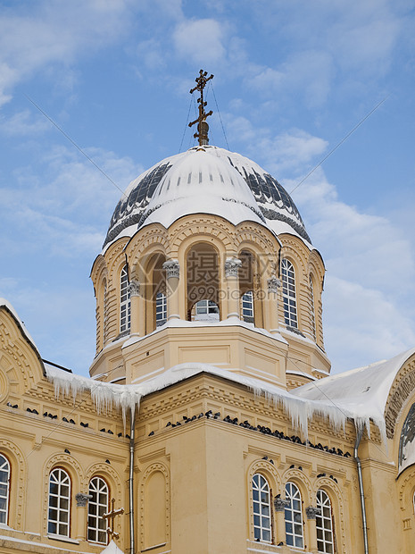 皮亚利尼科拉耶夫人修道院男人崇拜建筑教会图标圆顶钟楼信仰教堂和尚图片