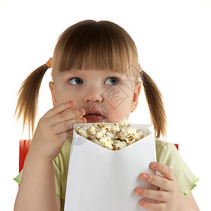女孩吃爆米花和外表图片