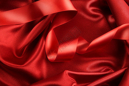带丝带的丰富红色皮织物图片