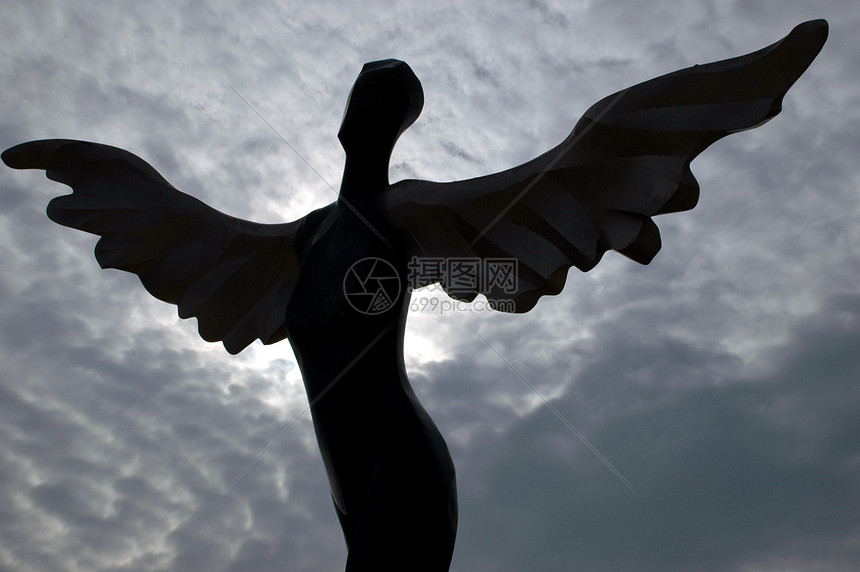 海边的天使天空海滩翅膀飞行安全雕塑图片