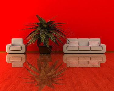 客厅内部的3D图像长椅闲暇插图座位风格皮革摆设房间沙发枕头图片