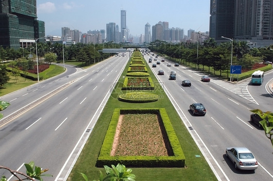 深圳市主要通道摩天大楼街道交通建筑大街汽车城市建筑学景观图片