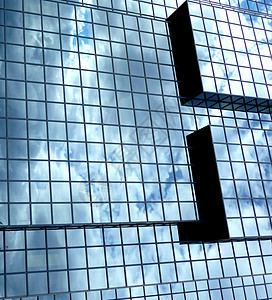 广场窗大楼建筑学建筑玻璃反射蓝色多云图片