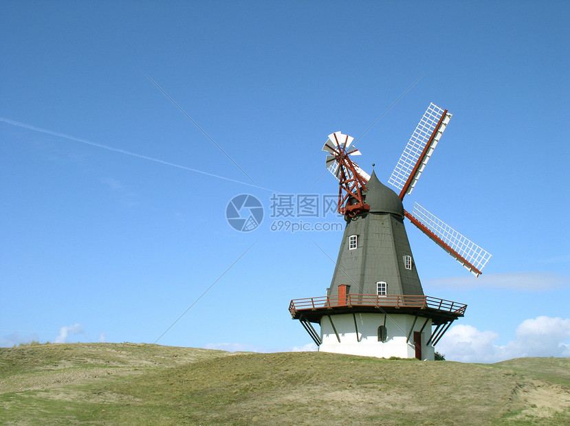 风风车纪念馆天空活力蓝色木头农业地标历史建筑学力量图片