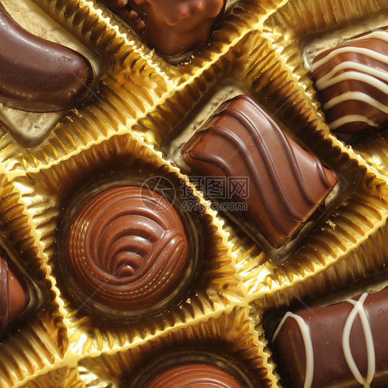 独家巧克力棕色食物盒子金子营养糖果礼物展示收藏宏观图片